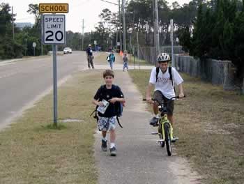 Picture of kids riding their bike to school