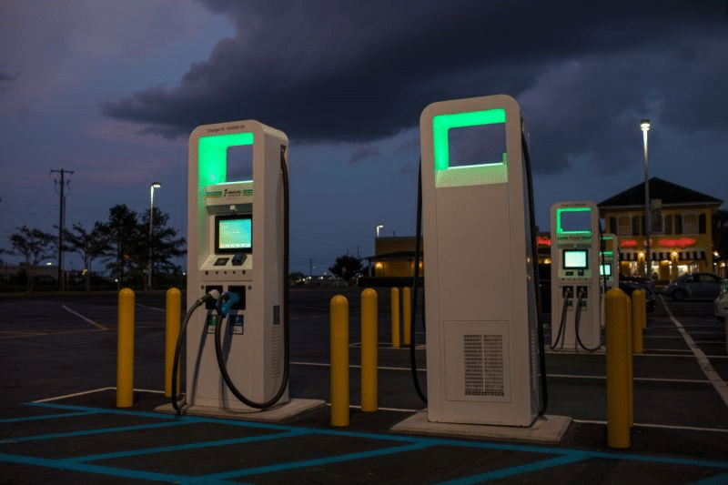 Electric Vehicle Charging Stations at night