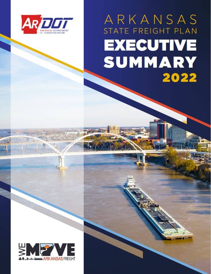 Cover photo of the Arkansas State Freight Plan Executive Summary